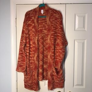 Orange woven long cardigan